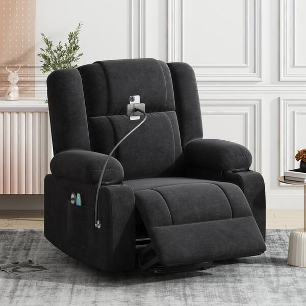 Qualler Brown Lift Chair Recliner with Heating Adjustable Massage ...