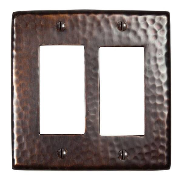 The Copper Factory Double GFI Switch Plate - Antique Copper