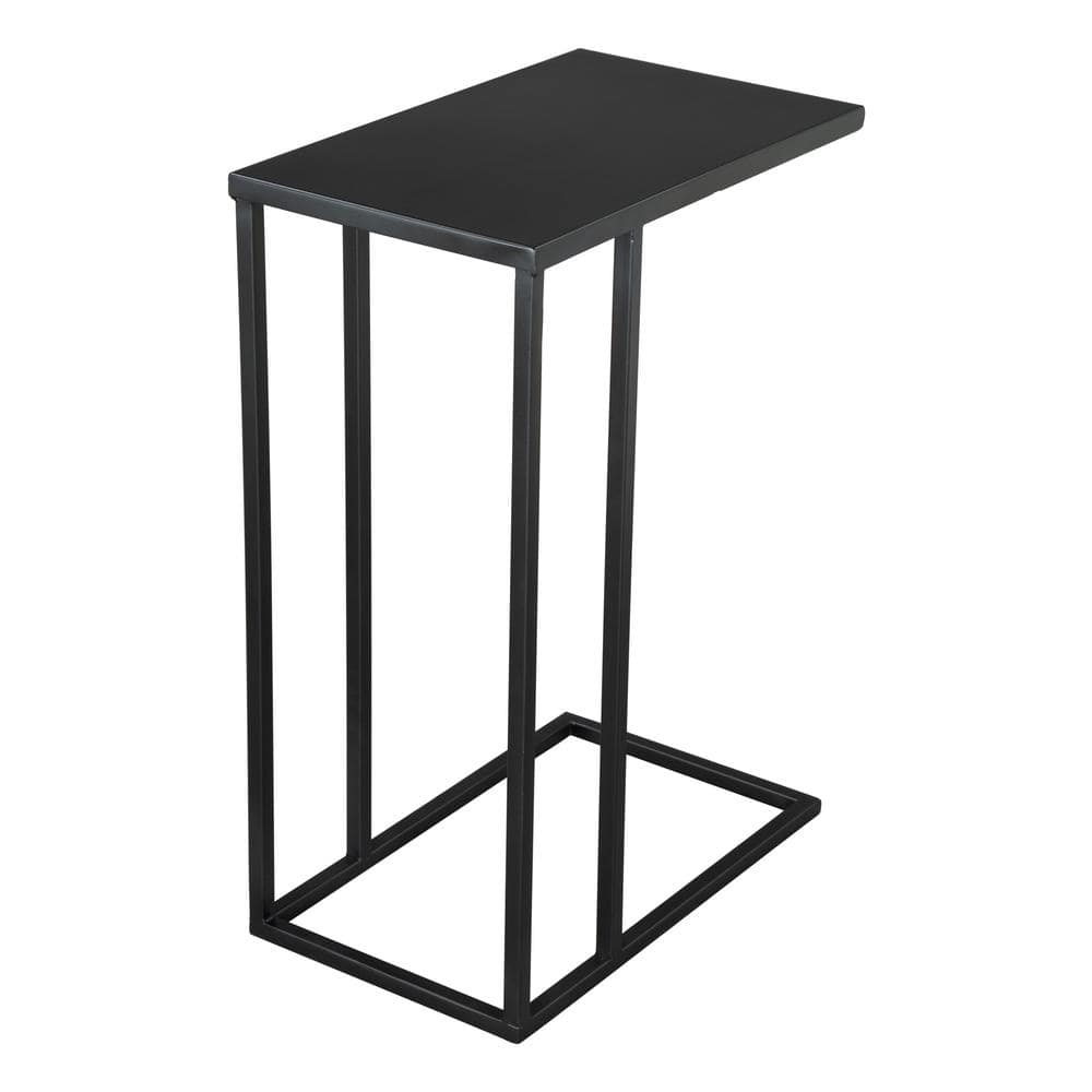 Black Powder-Coated Metal Rectangular Side Table
