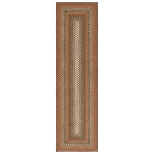 Braided Ivory Brown 2 ft. x 8 ft. Abstrract Border Runner Rug