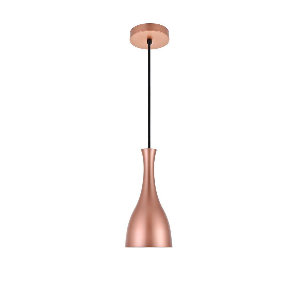 Timeless Home 5.5 in. 1-Light Honey Gold Pendant Light, Bulbs Not Included