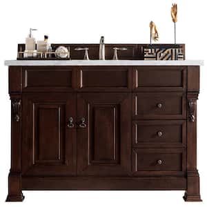 Brookfield 48 in. W x 23.50 in.  D x 34.3 in. H Single Bath Vanity Burnished Mahogany with Carrara Marble  Top