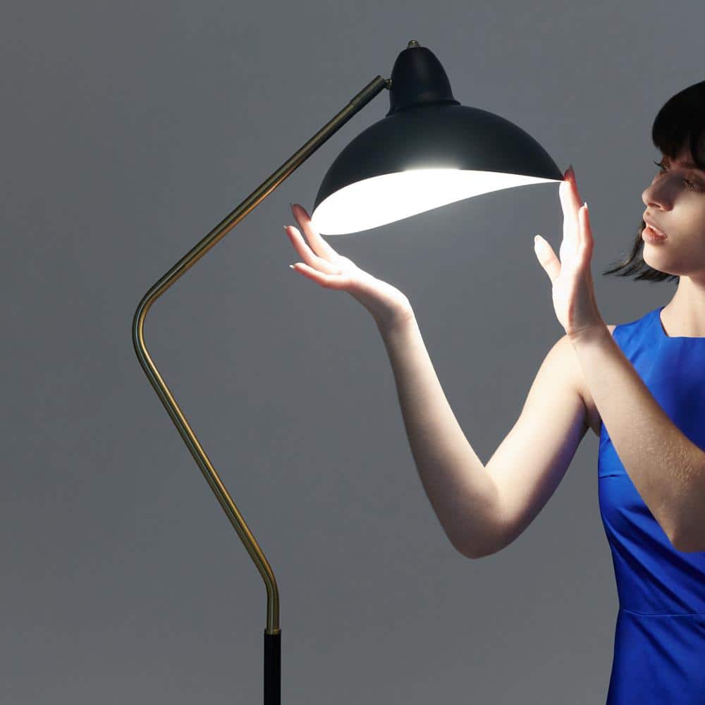 Arcadian Swoop Adjustable Black LED Floor Lamp for Kids