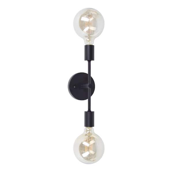 Baton 2-Light Black Wall Sconce Vanity Light