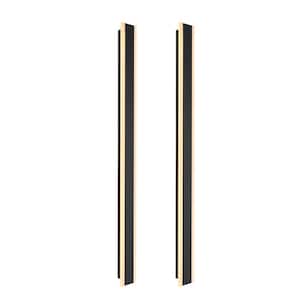 Modern Outdoor/Indoor 1-Light Black Integrated LED Wall Sconce with Acrylic Shade for Hallway Porch, Warm Light (2Pcs)