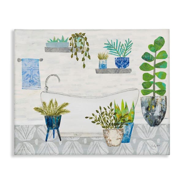 Stupell Industries Rustic Botanical Bathroom by Courtney Prahl Unframed Architecture Graphic Art Print 24 in. x 30 in.