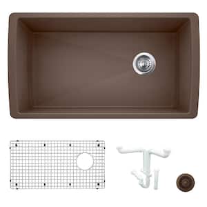 Diamond 33.5 in. Undermount Single Bowl Cafe Granite Composite Kitchen Sink Kit with Accessories