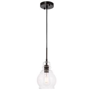 Timeless Home Pierce 1-Light Pendant in Black with 8 in. W x 9 in. H ...