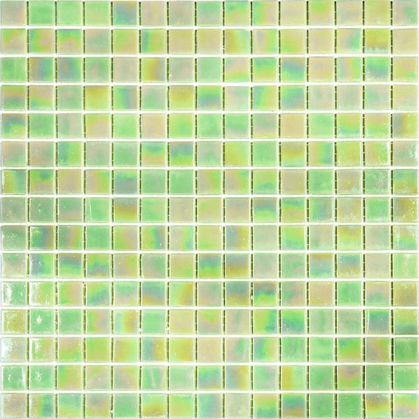 Apollo Tile Nacreous 12 in. x 12 in. Glossy Lime Green Glass Mosaic Wall and Floor Tile (20 sq. ft./case) (20-pack)
