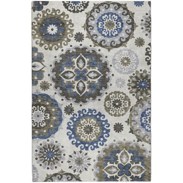 Dream Shag Premium Machine Washable Abstract ADS763 Pewter 10 ft. x 14 ft. Area Rug