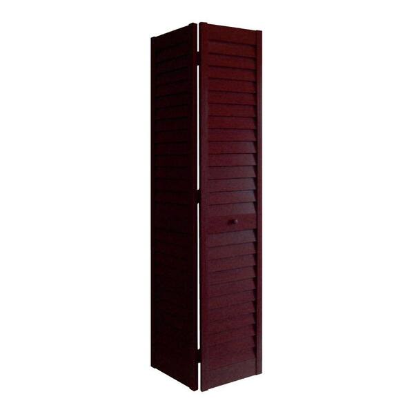 Home Fashion Technologies 36 in. x 80 in. 3 in. Louver/Louver Mahogany PVC Composite Interior Closet Bi-fold Door