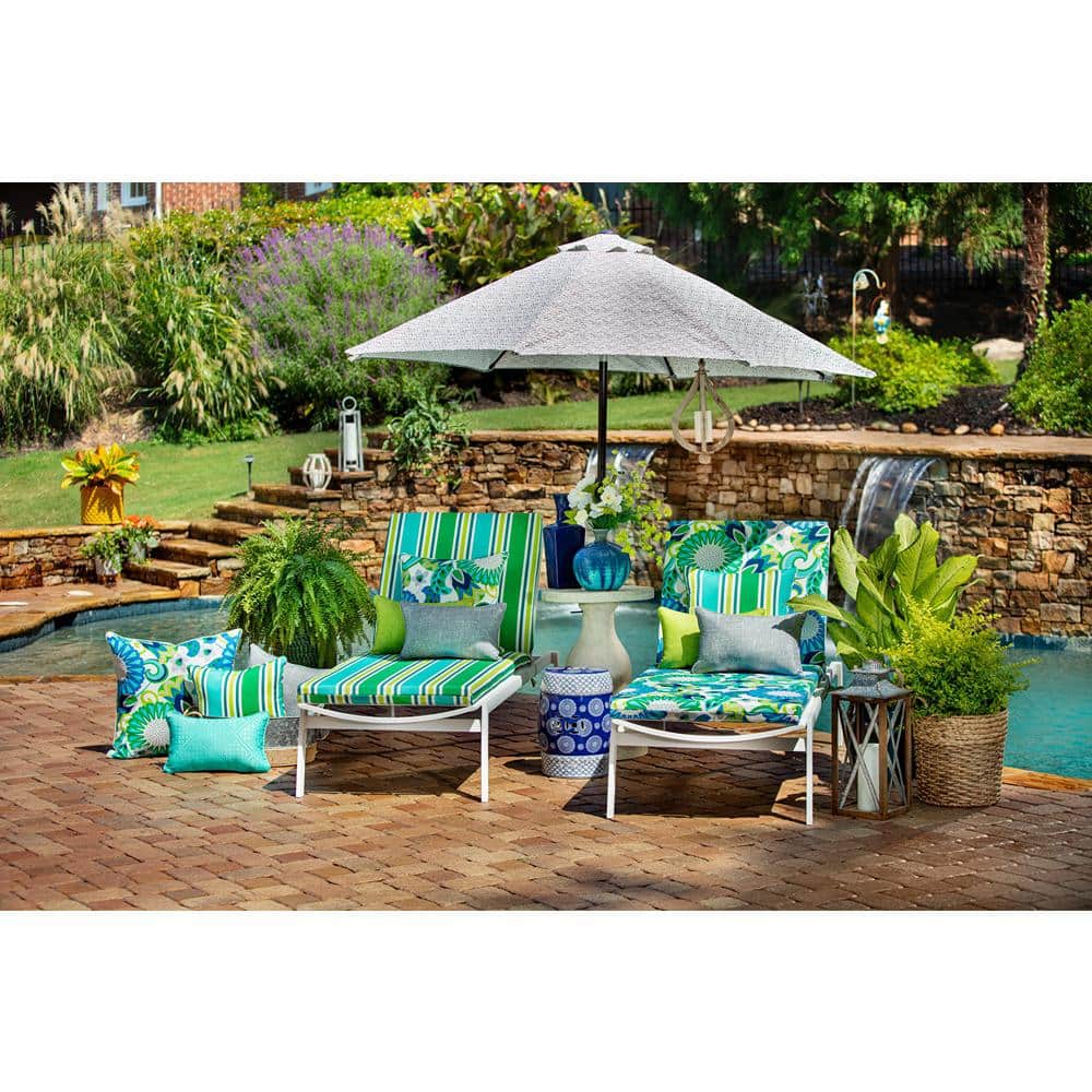 Turquoise and Green Striped Outdoor Throw Pillow Set