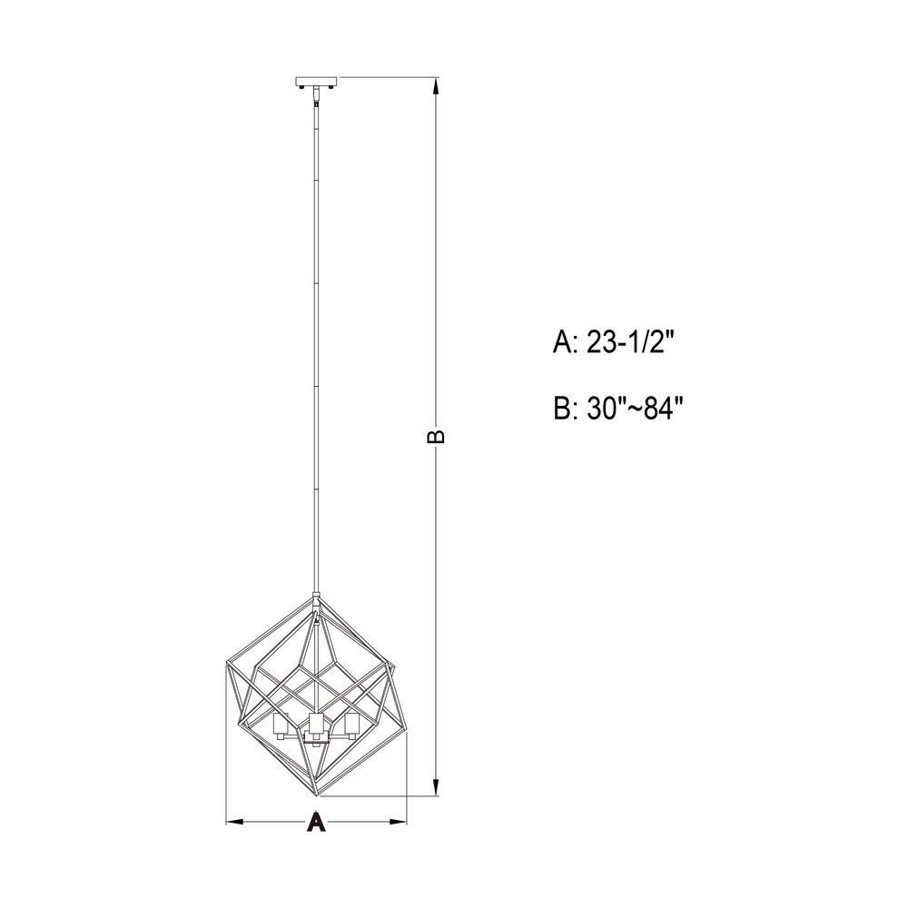 Rad 4-Light Geometric Black and Brass Chandelier