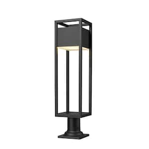 Barwick 1-Light Black 29 in. LED Aluminum Hardwired Outdoor Weather Resistant Pier Mount Light Set