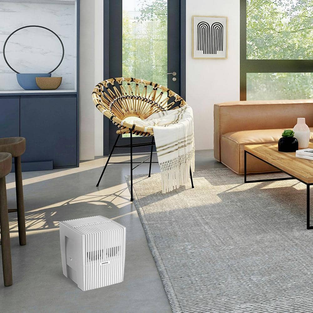 Compact White and Gray Floor-Standing Air Humidifier and Purifier