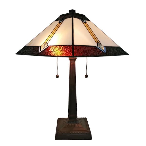 Amora Lighting 21 in. Tiffany Style Multicolored Mission Table Lamp