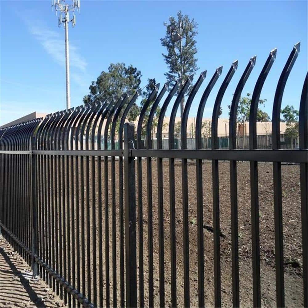 Athens Style Black Steel 8-Panel Curved Top Fence Kit