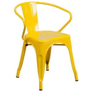Metal Outdoor Dining Chair in Yellow