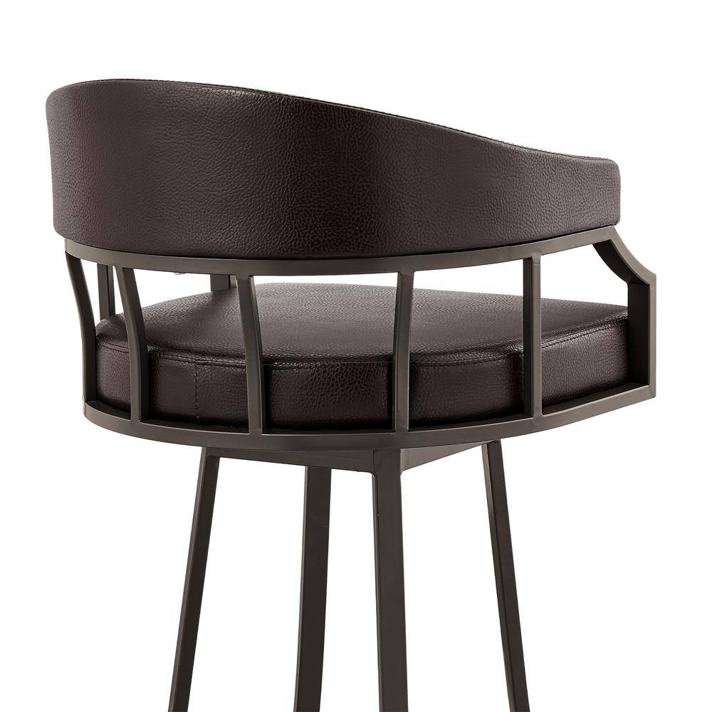Palmdale 30" Java Brown Metal and Brown Faux Leather Swivel Bar Stool
