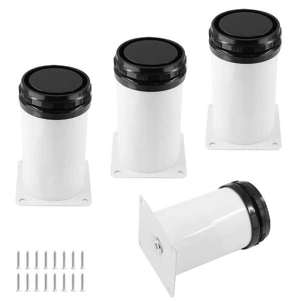 Angel Sar 3 in. Stainless Steel Adjustable Round Furniture Replacement Legs for Cabinet Sofa Couch Shelves Table, White (4-Pack)