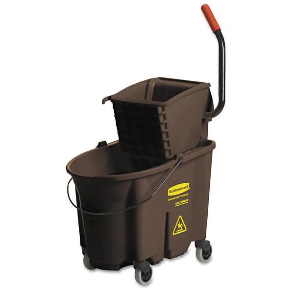 Rubbermaid Commercial Products Wave Brake 35 Qt. Brown Side-Press Combo Mop Bucket and Wringer System