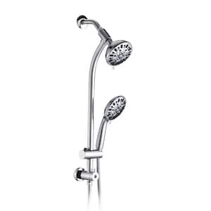 48-Spray Patterns 5 in. Round Hand Shower with Wall Mount Adjustable Height Slide Bar Dual Shower Heads in Chrome