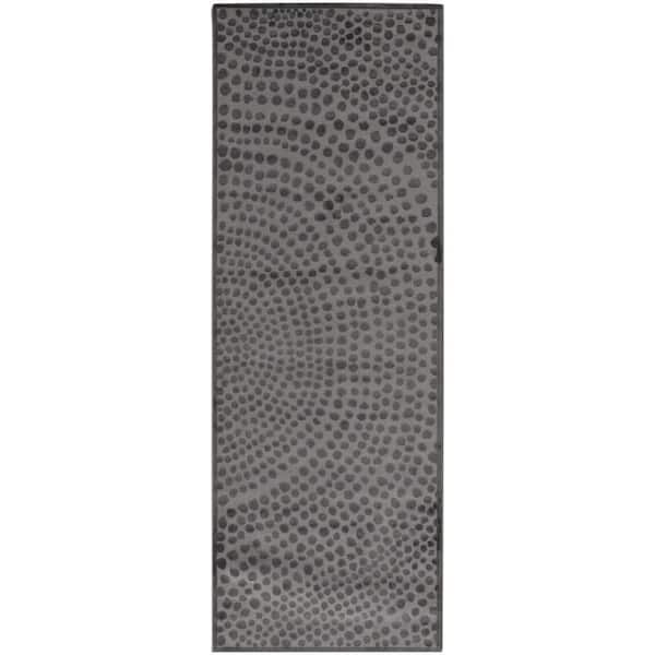 HomeRoots Gray 2 ft. x 8 ft. Abstract Runner Rug