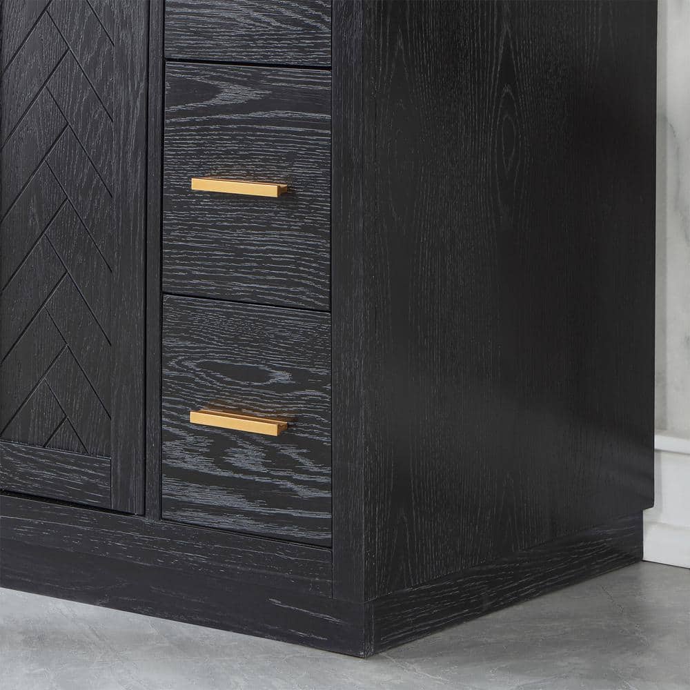 Gazsi 48" Black Oak Vanity with White Stone Top