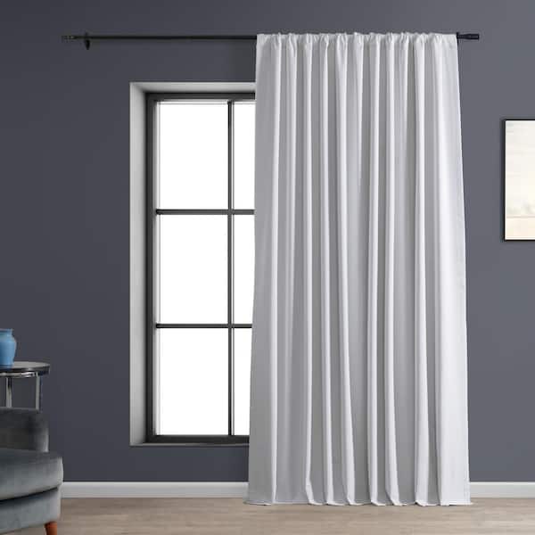 Exclusive Fabrics & Furnishings White Performance Linen Extrawide 100 in. W x 108 in. L Rod Pocket Hotel Blackout Curtain (Single Panel)