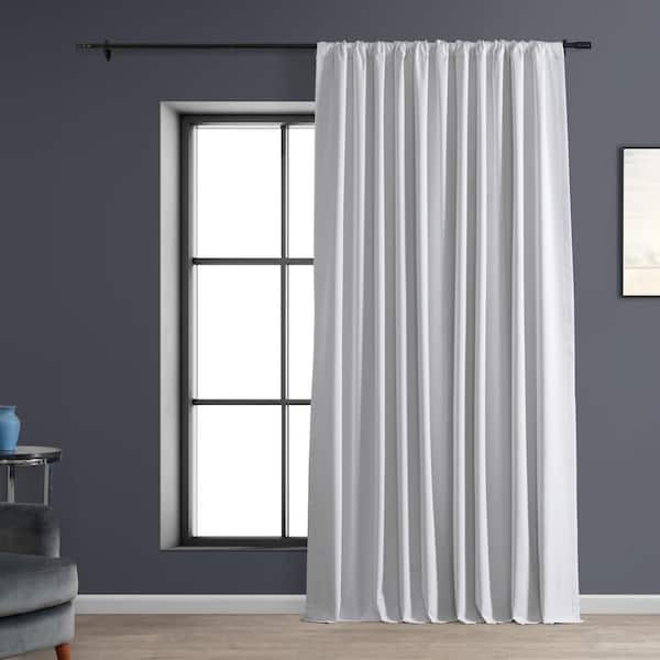 Exclusive Fabrics & Furnishings White Performance Linen Extrawide 100 in. W x 84 in. L Rod Pocket Hotel Blackout Curtain (Single Panel)
