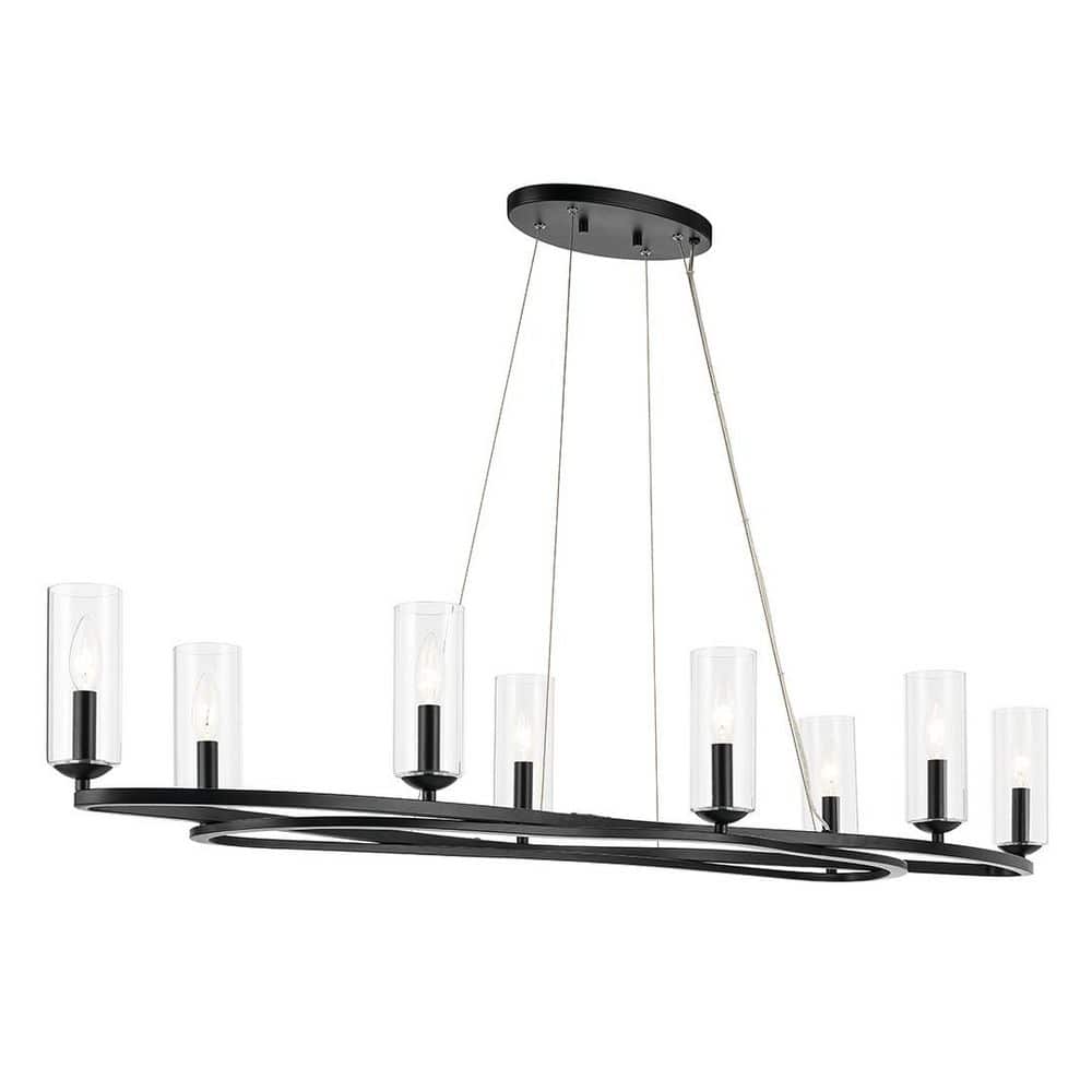 Harpin 52.5 in 8-Light Linear Black Soft Modern Dining Room Chandelier with Clear Glass price history on PriceWatchPro