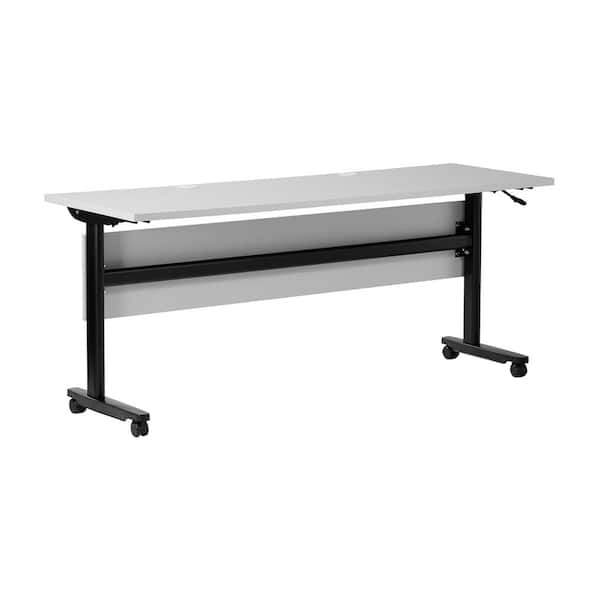 Carnegy Avenue Palmer Commercial Grade 24 in. Rectangular Gray Top/Black Frame Composite Heavy-Duty Nesting Flip Training Table Desk