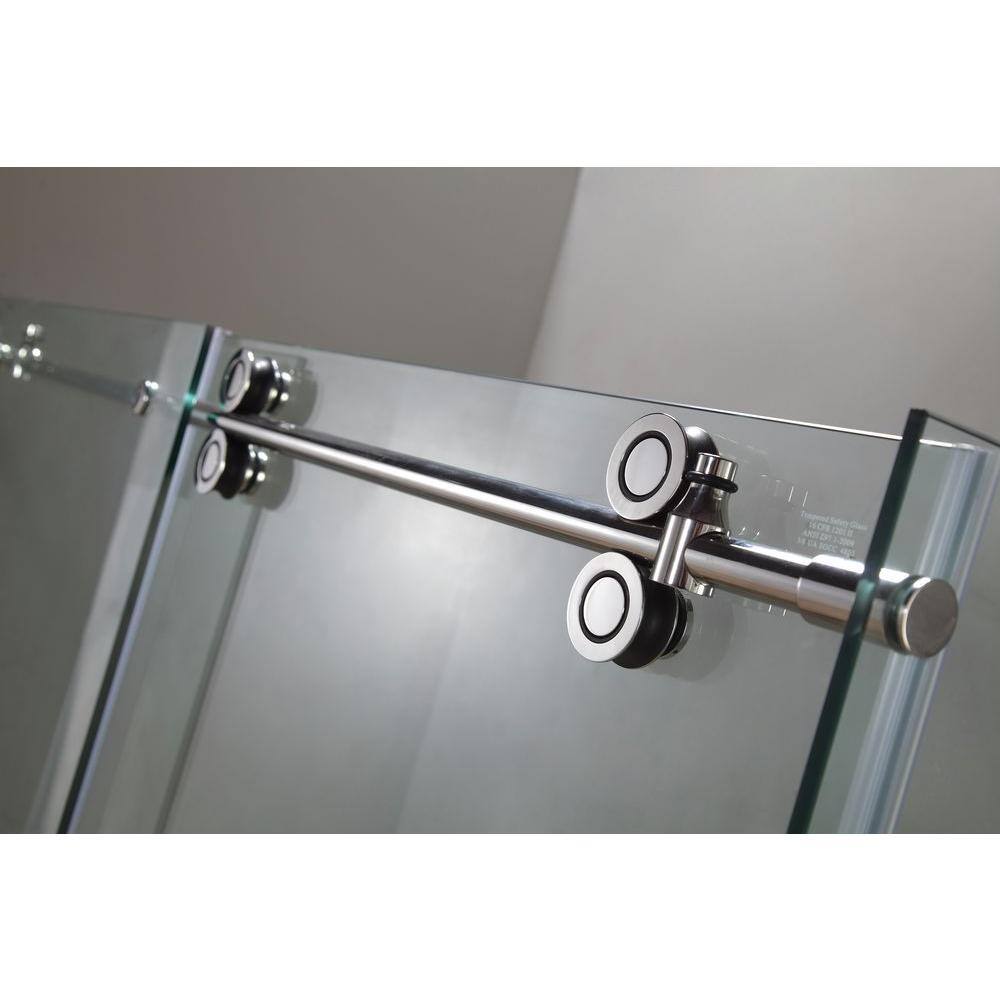 Langham 60" Frameless Clear Tempered Glass Sliding Shower Enclosure