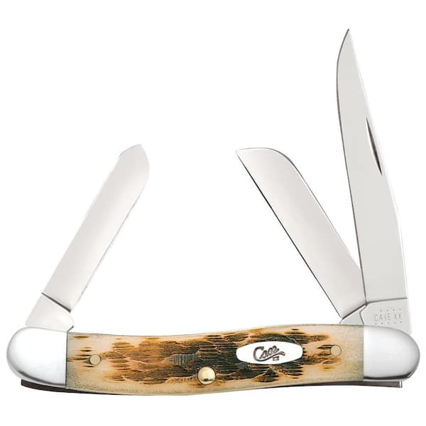 Amber Bone Peach Seed Jig Medium Stockman Pocket Knife