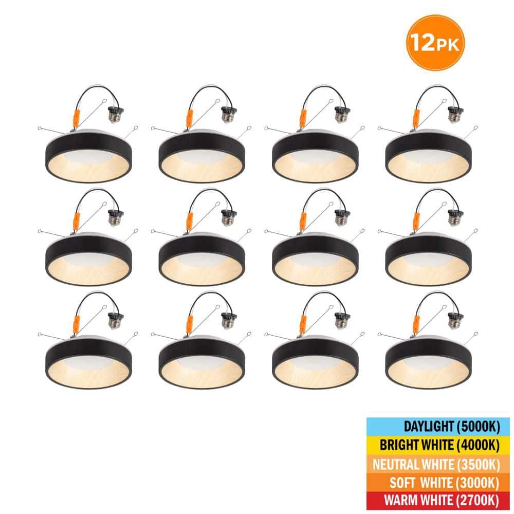 6 in. Retrofit Matte Black White Oak Accent Integrated LED Recessed Light Night Light Feature Adjustable CCT (12-Pack) price history on PriceWatchPro