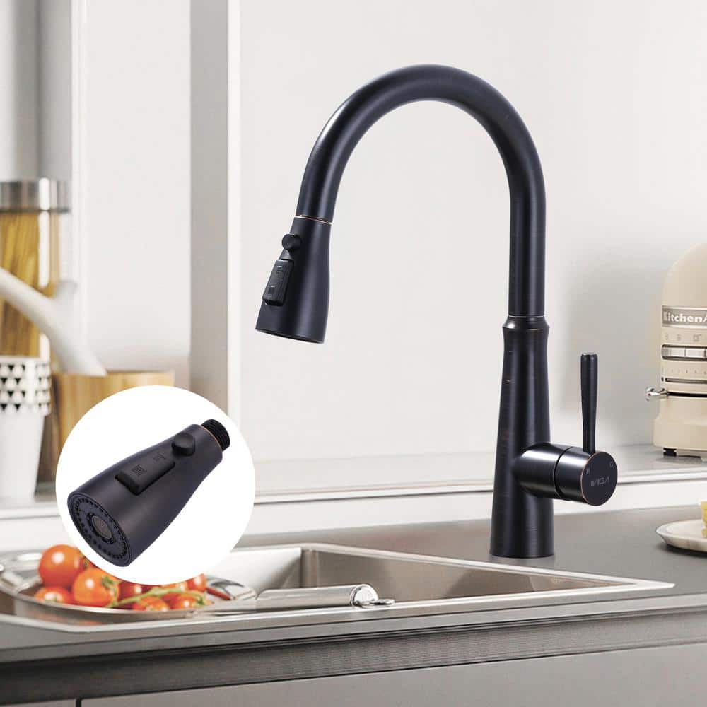 Oil Rubbed Bronze 3-Function Kitchen Faucet Spray Head with 9 Adapters