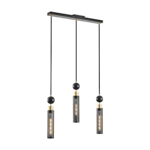 40-Watt 3-Light Black Kitchen Island Pendant Light with Cylinder Metal Mesh Shade and E26 Socket, No Bulbs Included