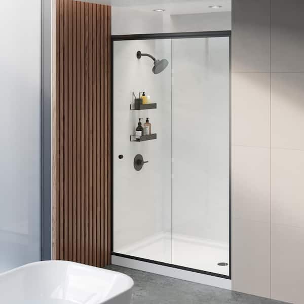 Carre 48 in. L x 36 in. W Alcove Single Threshold Shower Pan Base with Right Drain in White