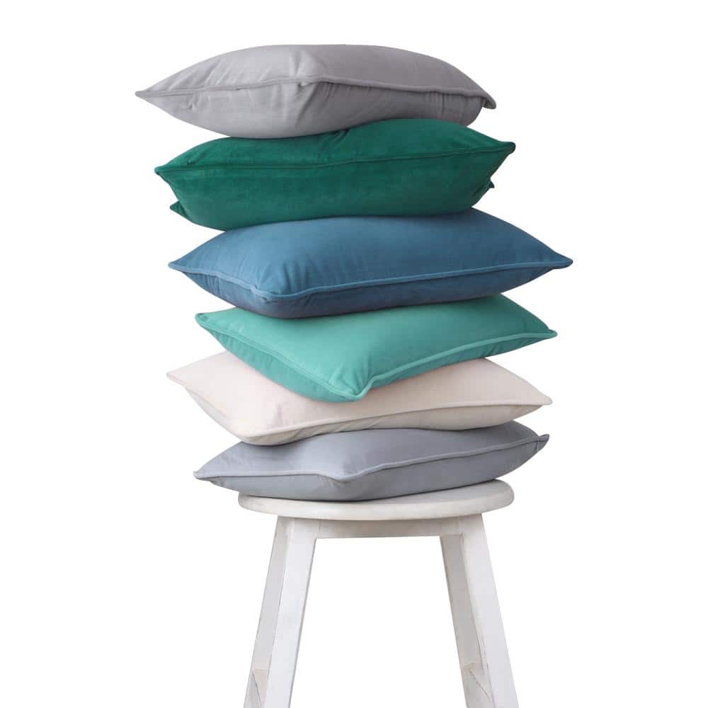 White Velvet Hypoallergenic Down Alternative Throw Pillow Set, 12x20 Inches