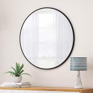 36 in. W x 36 in. H Round Metal Framed Wall-Mount Bathroom Vanity Mirror in Black