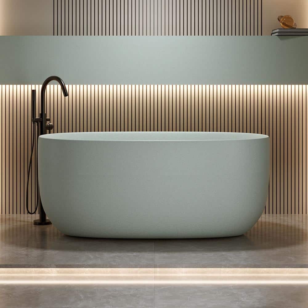 47 in. x 26 in. Solid Surface Flatbottom Freestanding Soaking Bathtub in Terrazzo Green price history on PriceWatchPro