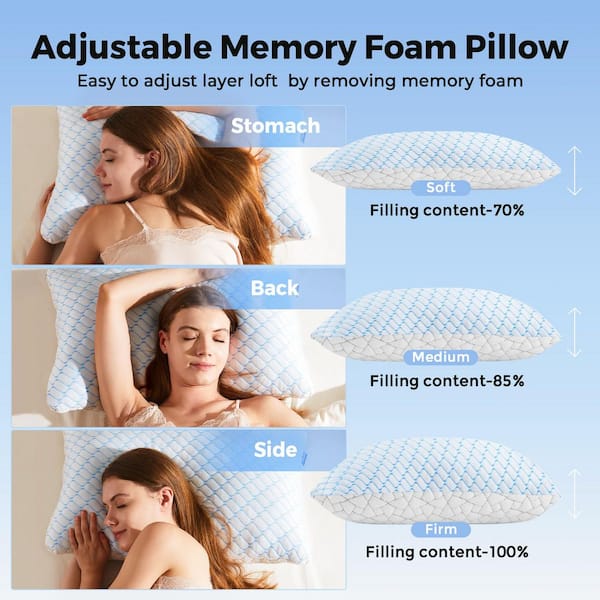 Bafode Memory Foam King Size Pillows Set of 2 Cooling Bed