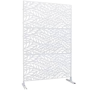 76 in. x 48 in. White Privacy Screen Metal Freestanding Decorative Privacy Screen for Balcony Patio PS110