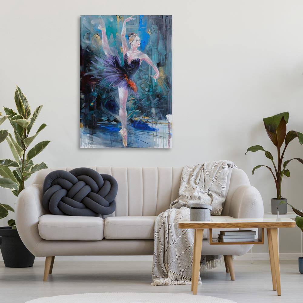 Vivid Ballet Dancer on Blue by Lucille Lee Unframed People Graphic Art Print 45 in. x 30 in. price history on PriceWatchPro