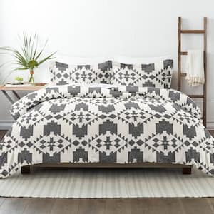 Gray Adobe Diamond Print 3-Piece Reversible Twin/Twin Extra Long Duvet Cover Set