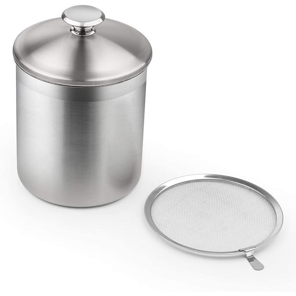 Zulay Kitchen Bacon Grease Container With Strainer and Lid - Silver, 1 -  Foods Co.