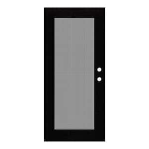 Full View 30 in. x 80 in. Right-Hand/Outswing Black Aluminum Security Door with Meshtec Screen