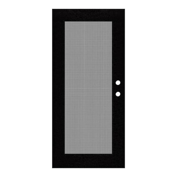 Unique Home Designs Full View 32 in. x 80 in. Right-Hand/Outswing Black Aluminum Security Door with Meshtec Screen