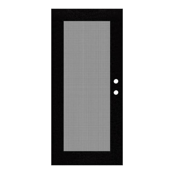 Unique Home Designs 36 in. x 80 in. Full View Black Right-Hand Surface Mount Security Door with Meshtec Screen