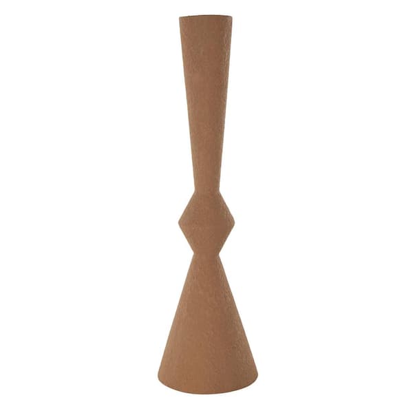 Litton Lane 28 in. Brown Art Deco Fluted Trumpet Metal Decorative Vase ...